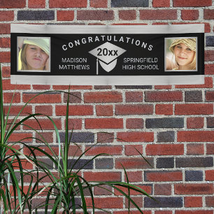 Graduation Chic Silver Congratulations Photo Banner