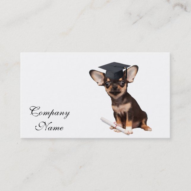 Graduation Chihuahua dog Calling Card (Front)