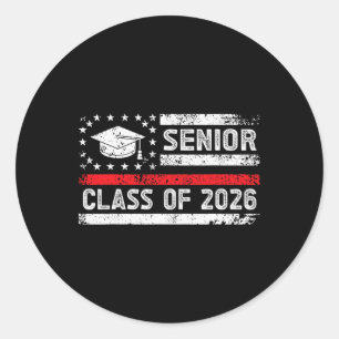 Graduation Cl Of 2026 Senior American Flag High Sc Classic Round Sticker