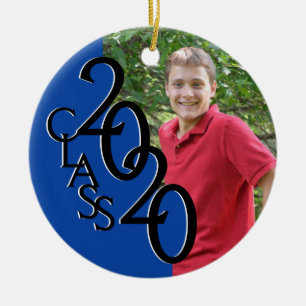 Graduation Class 2020 Photo blue Ceramic Ornament