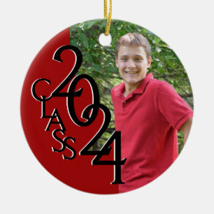 Graduation Class 2020 Photo Red Ceramic Ornament