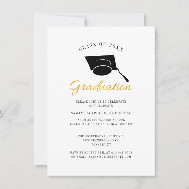 Graduation Class 2022 Modern Minimalist Grad Party Invitation (Front)