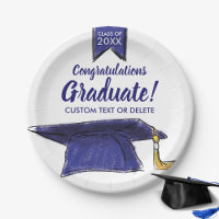 Graduation Class 20XX Congrats Blue Grad Cap
