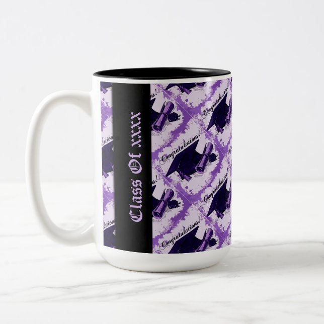 Graduation Class Cap & Diploma Purple Mug (Left)