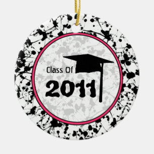 Graduation Class of 2011 Black Paint Splatter Ceramic Ornament