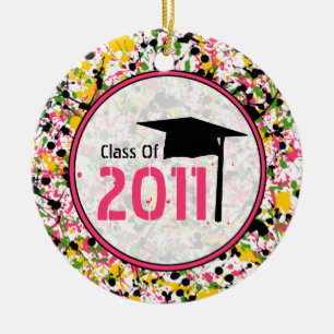 Graduation Class of 2011 Multicolor Paint Splatter Ceramic Tree Decoration