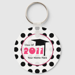 Graduation Class Of 2011 - Polka Dot & Pink Key Ring