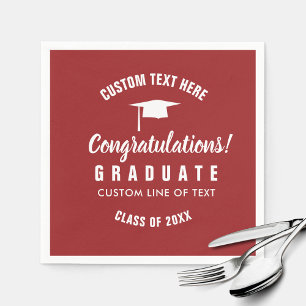 Graduation Class of 2018 Congrats Grad Cap Red Napkin