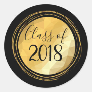 Graduation class of 2018 golden metallic classic round sticker