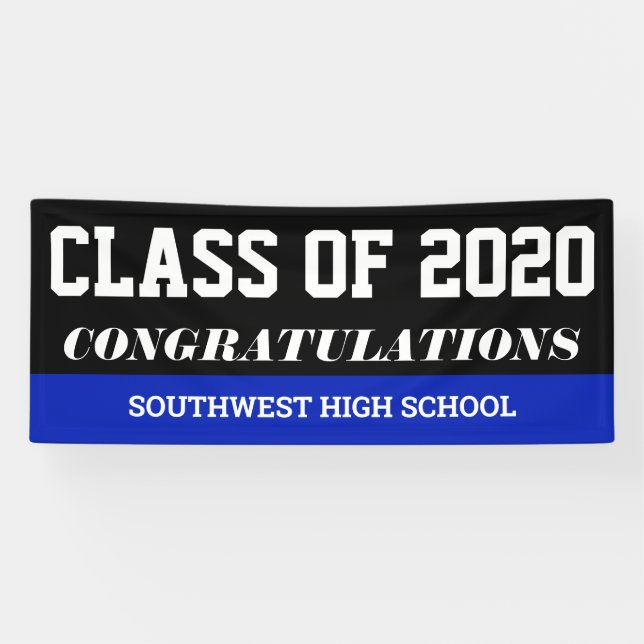 Graduation Class of 2020 Congratulations Blue Banner (Horizontal)