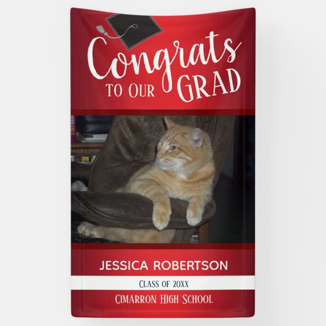 Graduation Class of 2021 Photo Red Gradient Banner (Vertical)