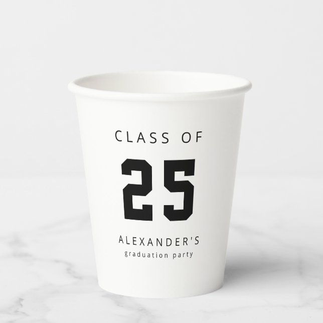 Graduation Class of 2022 Modern Name Paper Cups (Front)