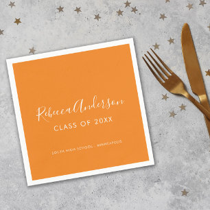 Graduation Class of 2022 Orange Calligraphy Napkin