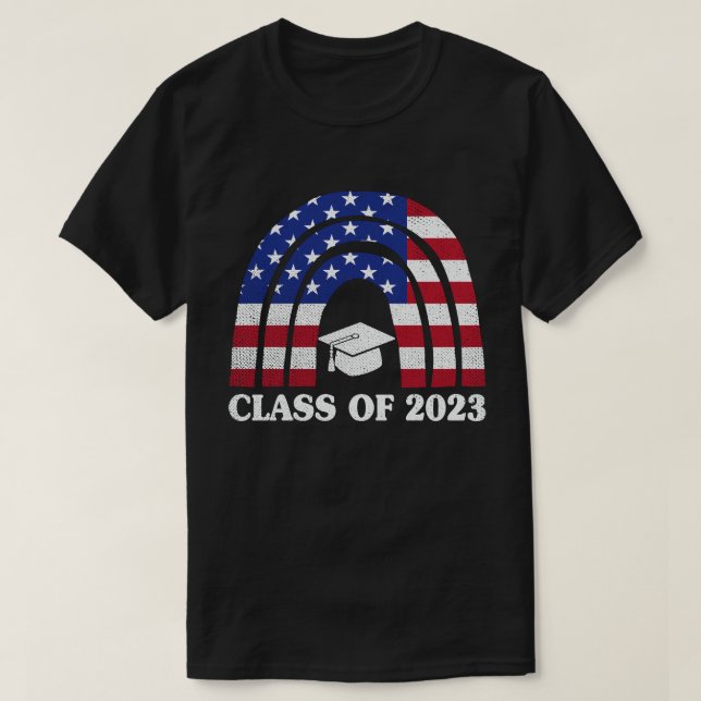Graduation Class of 2023 Rainbow Us American Flag T-Shirt (Design Front)