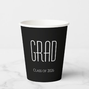Graduation Class of 2024 Black White Paper Cups
