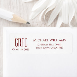 Graduation Class of 2024 Minimalist Return Address Label