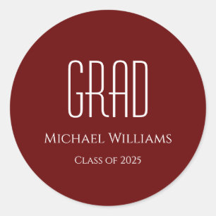 Graduation Class of 2024 Red  Classic Round Sticker