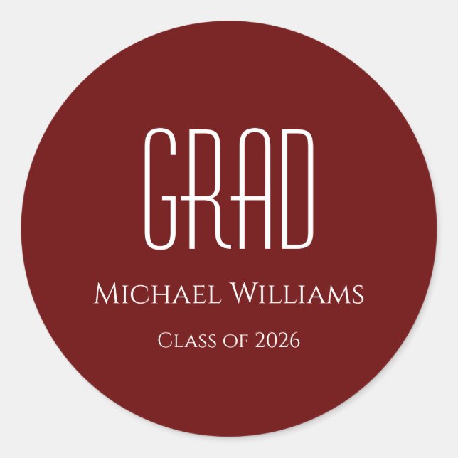 Graduation Class of 2024 Red  Classic Round Sticker (Front)