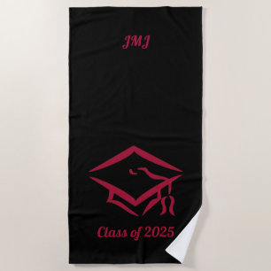 Graduation Class of 2025 BLKDKRD Custom Year Name Beach Towel