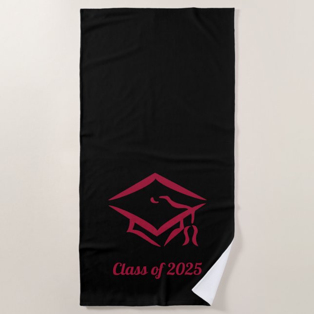 Graduation Class of 2025 BLKDKRD Custom Year Name Beach Towel (Front)