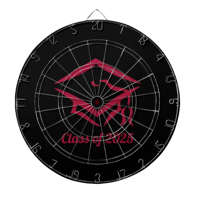Graduation Class of 2025 BLKDKRD Custom Year Name Dartboard (Front)