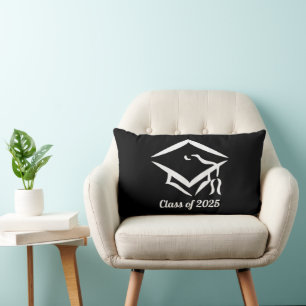Graduation Class of 2025 BLKWHT Customise Year Lumbar Cushion