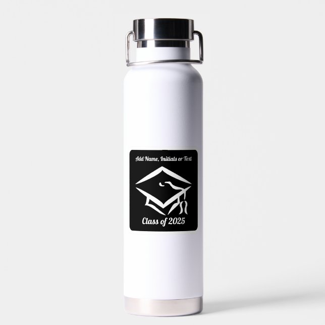Graduation Class of 2025 BLKWHT Customise Year Water Bottle (Back)
