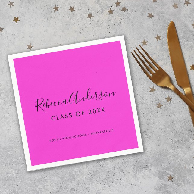 Graduation Class of 2025 Bright Pink Party Napkin (Creator Uploaded)
