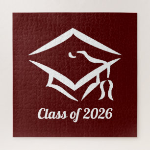 Graduation Class of 2025 BURWHT Custom Year Name Jigsaw Puzzle