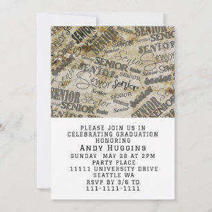 Graduation Class Of 2025 Graduate Peace Out Black Invitation