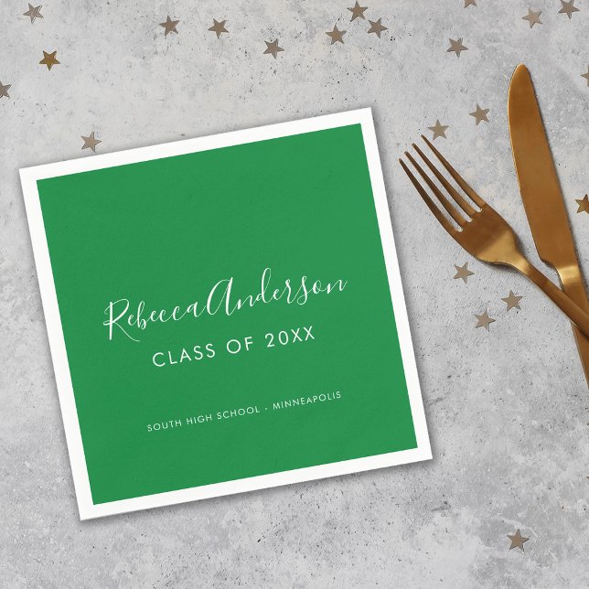 Graduation Class of 2025 Green Calligraphy Napkin (Creator Uploaded)