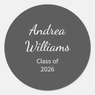 Graduation Class of 2025 Return Address Grey Classic Round Sticker