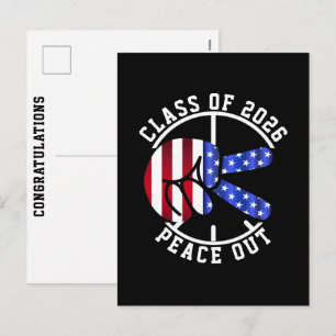 Graduation Class Of 2026 Peace Out Graduate Blue Holiday Postcard