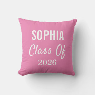Graduation Class of 2026 Pink Modern Typography Cushion
