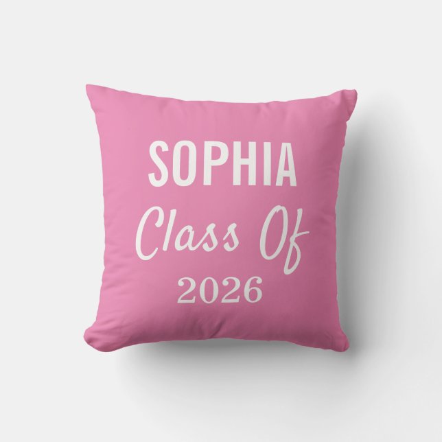 Graduation Class of 2026 Pink Modern Typography Cushion (Front)