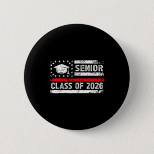 Graduation class of 2026 senior american flag high 6 cm round badge