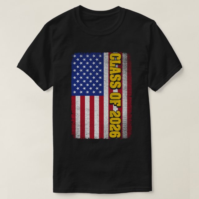 Graduation Class Of 2026 Senior Usa American Flag T-Shirt (Design Front)