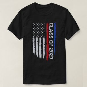 Graduation Class Of 2027 Senior Usa American Flag T-Shirt