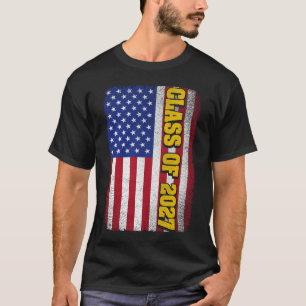 Graduation Class Of 2027 Senior Usa American Flag T-Shirt