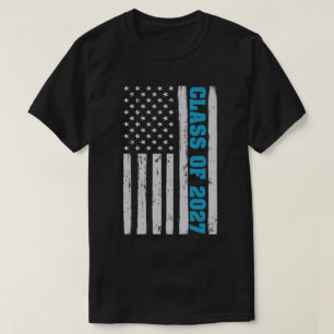 Graduation Class Of 2027 Senior Usa American Flag T-Shirt