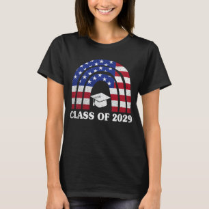 Graduation Class Of 2029 Senior Usa American Flag T-Shirt