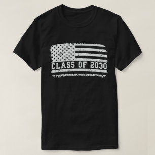 Graduation Class Of 2030 Senior Usa American Flag T-Shirt