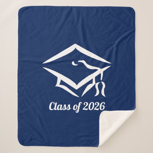 Graduation Class of 20?? BLUCLWHT Customise Year Sherpa Blanket (Front)