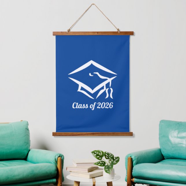Graduation Class of 20?? BLUWHT Customise Year Hanging Tapestry (Living Room)
