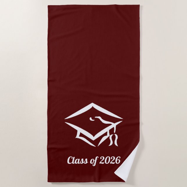 Graduation Class of 20?? BURWHT Custom Year Name Beach Towel (Front)