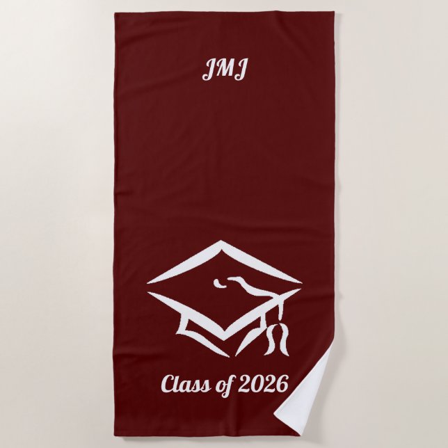 Graduation Class of 20?? BURWHT Custom Year Name Beach Towel (Front)