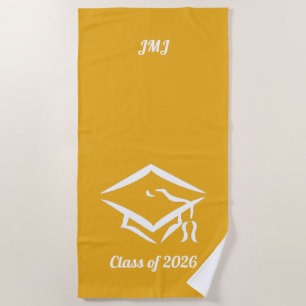 Graduation Class of 20?? GLDWHT Custom Year Name Beach Towel