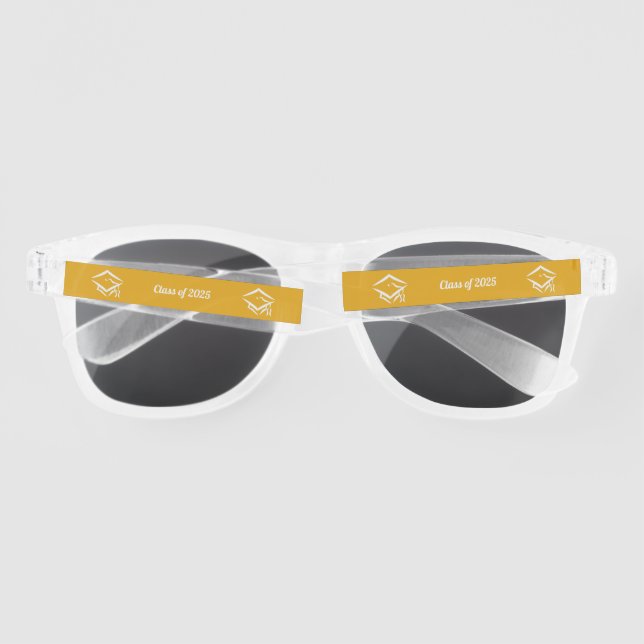 Graduation Class of 20?? GLDWHT Custom Year Name Sunglasses (Back)