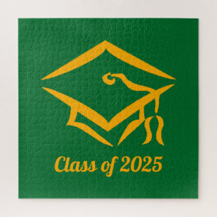 Graduation Class of 20?? GRNGLD Custom Year Name Jigsaw Puzzle