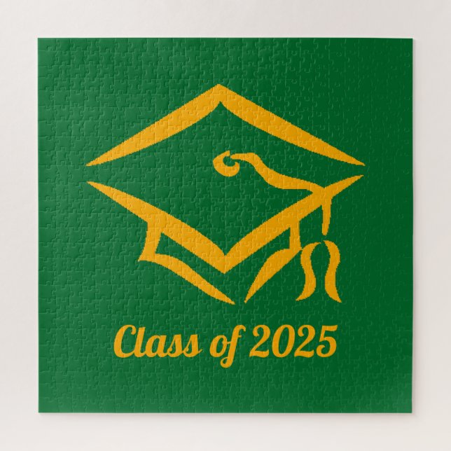 Graduation Class of 20?? GRNGLD Custom Year Name Jigsaw Puzzle (Vertical)